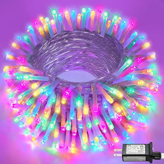 100FT 300 LED Christmas Lights Outdoor, Plug in Christmas String Lights Indoor, Waterproof & 8 Modes & Timer Function, Connectable Fairy Twinkle Light for Bedroom Wedding Decor, Pastel Multicolor