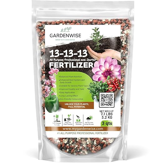 13-13-13 Slow Release Granular Fertilizer – All Purpose Plant Food 13 13 13 for Outdoor Grass, Vegetables, Roses, Flowers, Shrubs, Trees. Lawns, Gardens, Potted Plants (3 quarts)