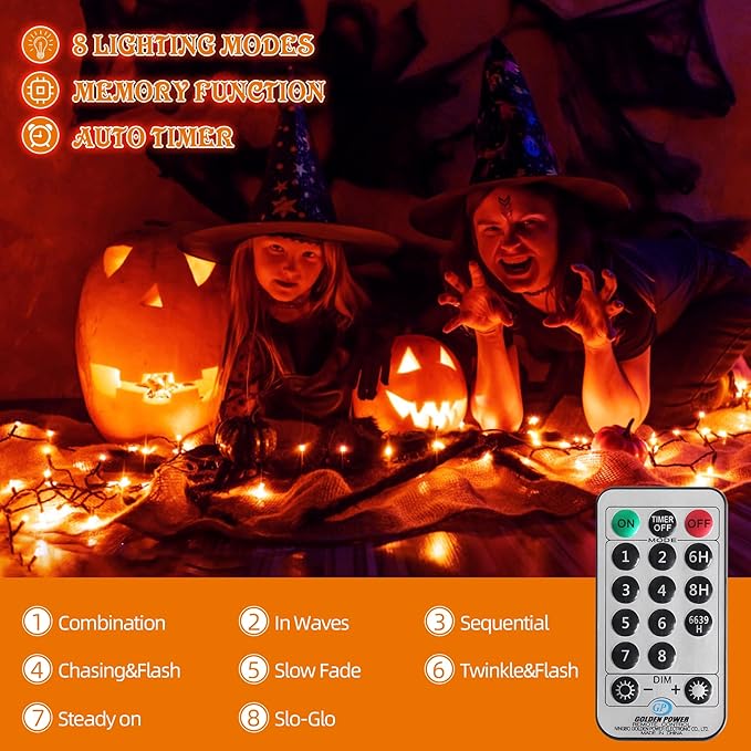 Orange Purple Halloween Lights Outdoor Indoor, 108FT 300 LED 2 Colors in 1 Christmas Lights, Fairy Lights, END to END Connect, Waterproof Halloween Decorations Decor Timer Remote (100% UL)
