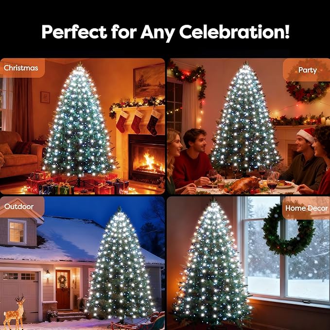 Christmas Tree Lights with Remote 400 LEDs Christmas Lights for Tree with 8 Lighting Modes, Timer and Memory Function, Indoor Outdoor String Lights for 6 ft-10 ft Xmas Tree Decorations(CoolWhite)