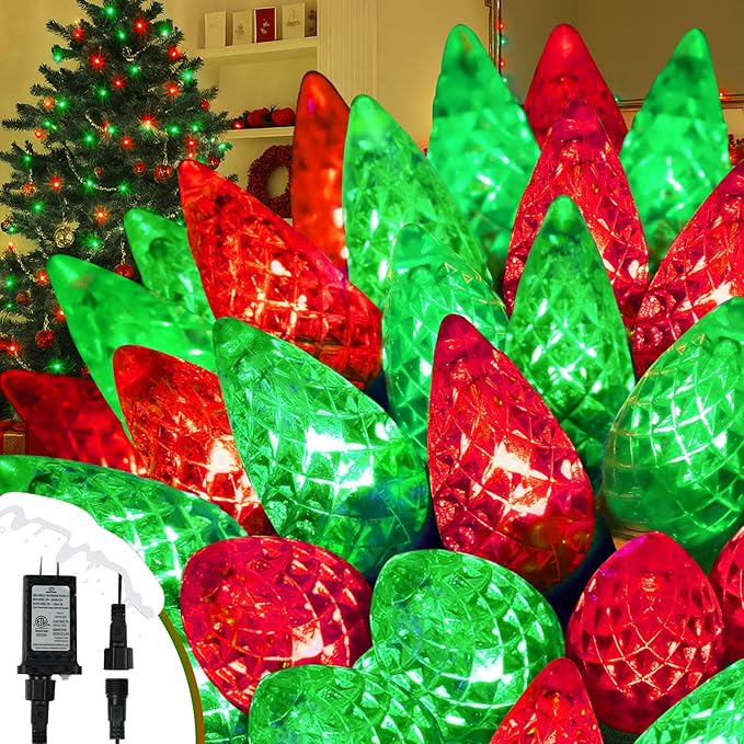 Upgraded 250 LED C6 Connectable Christmas String Lights Red and Green, 82FT Waterproof Christmas Twinkle Light Outdoor, Plug in Fairy Lights Indoor with 13 Modes & Timer for Christmas Tree Decorations