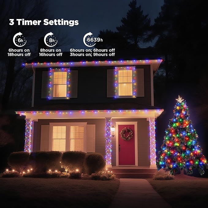 WBao Christmas Lights Indoor Outdoor 300LED 100FT, Color Changing Christmas String Lights with Remote, UL Certified, 11 Modes, Timer, Connectable & Waterproof for Party Decor, Warm White & Multicolor