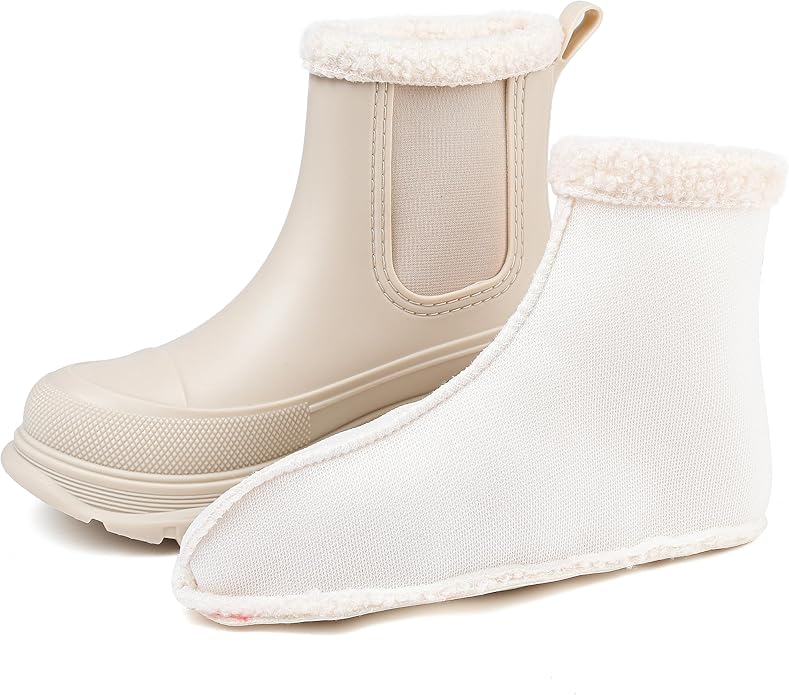 Women's Short Rain Boots Waterproof Slip On Ankle Chelsea Booties