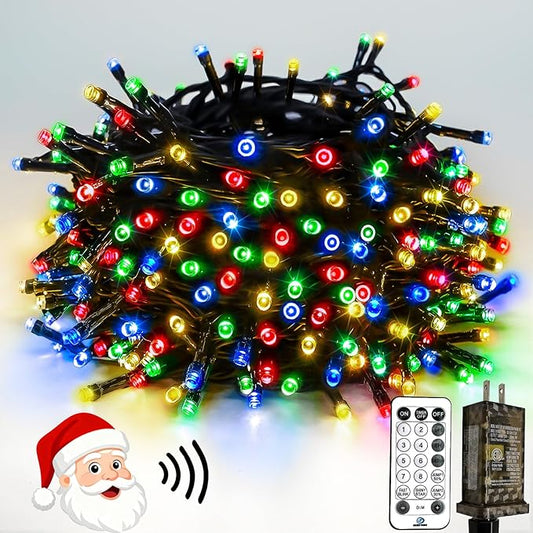 Voice Controlled Christmas Lights, 99 FT 300 LED String Lights, Indoor Outdoor with Remote, 12 Modes 3 Timers, Dimmable Waterproof Twinkle Lights for Xmas Tree Party Decorations, Multicolor