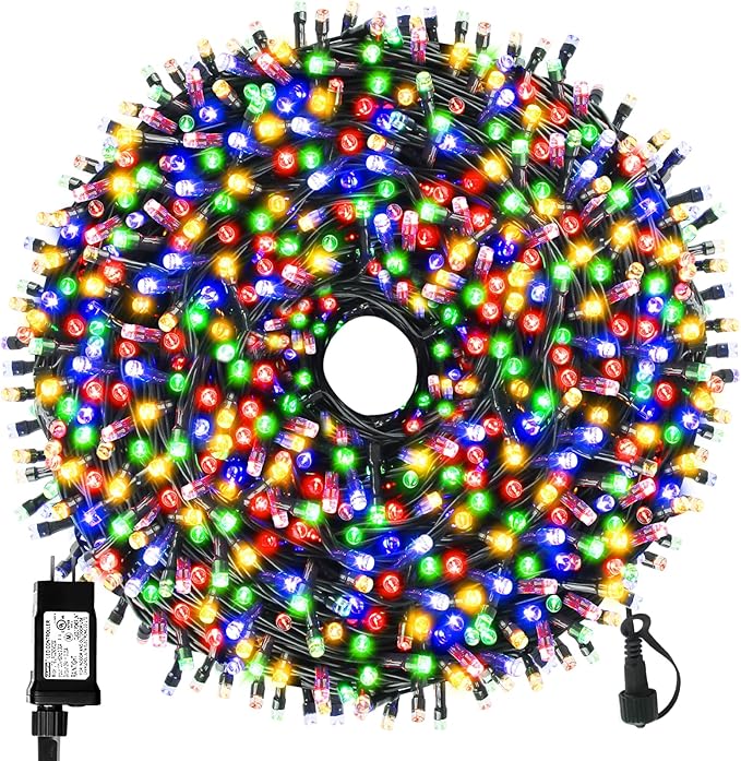 328FT 1000LEDs Christmas Lights Outdoor Indoor 8 Modes for Christmas Tree Party Decoration, 100% UL Listed (Multicolor)