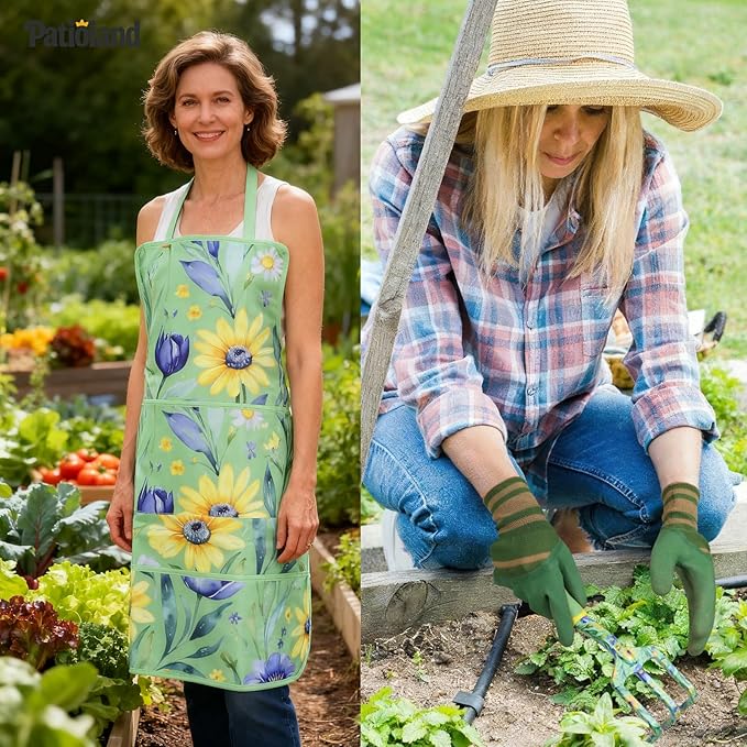 10-Piece Garden Tool Set – Green Floral Gardening Hand Tools with Non-Slip Handles, Heavy Duty Rust-Proof Aluminum Tools, Organizer Tote Bag, Ideal Gardening Gifts for Women & Grandma