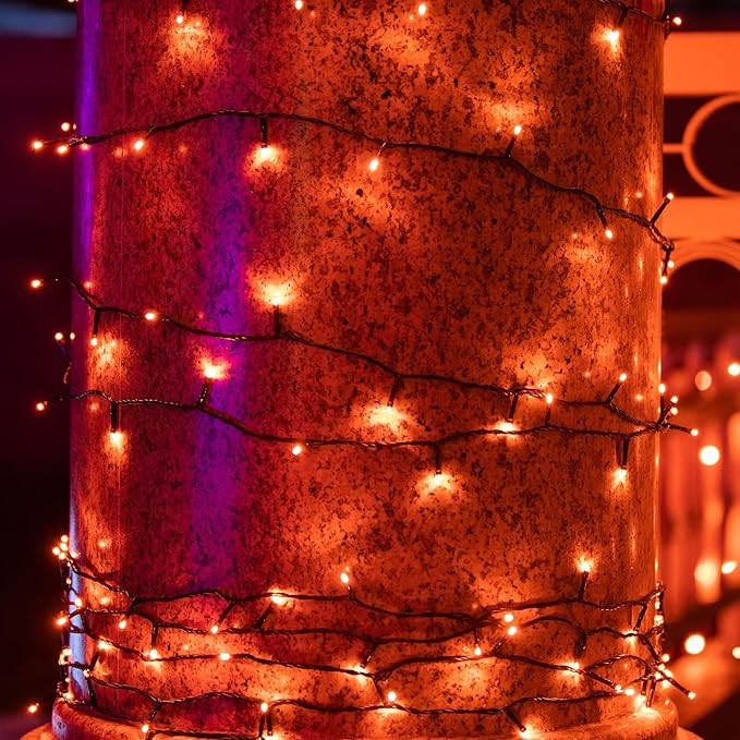 TW SHINE Halloween Lights, 200 LED 66FT Outdoor Halloween Lights Plug in with 8 Modes, Waterproof Light Outdoor, Indoor Decorations for Party Yard Haunted House Decor, Orange