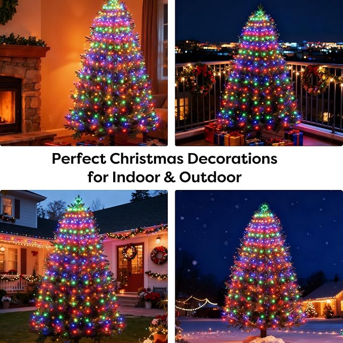 Christmas Tree Lights with Remote 280 LEDs Christmas Lights for Tree with 8 Lighting Modes, Timer and Memory Function, Indoor Outdoor String Lights for 4 ft-7 ft Xmas Tree Decorations(Multicolor)