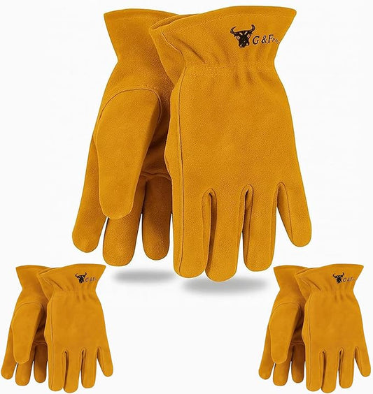 JustForKids Synthetic Leather Kids Garden Gloves Grey, 4-6 Years Old, Durable, Breathable, Non-Slip, Adjustable Safety Cuff, Child-Sized Work Gloves for Planting, Outdoor Play & DIY, 3 Pairs