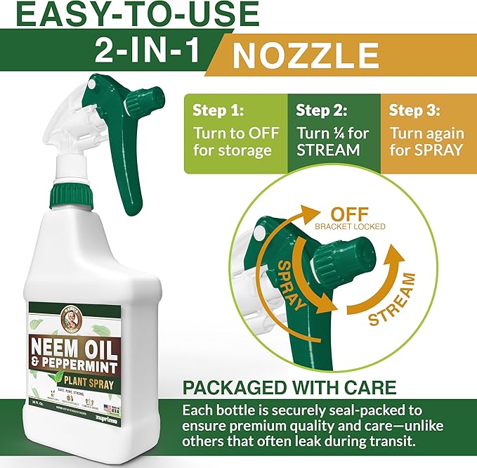 Nani’s Neem and Peppermint Oil Spray 16 Fl.oz. (Made in USA) – 100% Cold-Pressed Organic Neem Oil Spray for Plants – Natural Leaf Shine & Care – Ready to Use for Indoor Plants & Outdoor Gardens