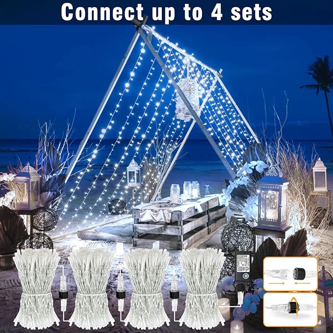 100FT 300 LED Christmas Lights Outdoor, Plug in Christmas String Lights Indoor, Waterproof & 8 Modes & Timer Function, Connectable Fairy Twinkle Light for Bedroom Patio Wedding Party Decor, White
