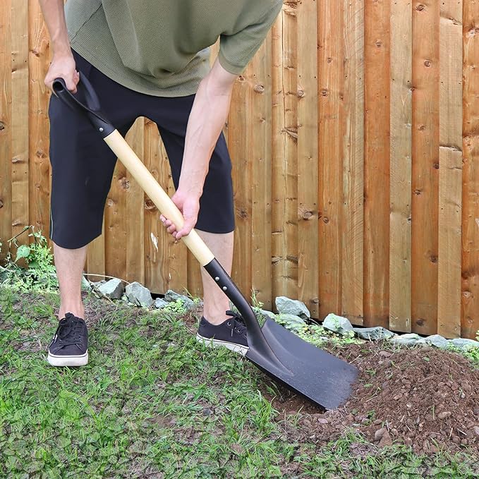 Square Shovel, Shovels for Digging with D-Handle, Overall 41-Inch Long Garden Shovel, Transfer Shovel, Snow Shovel for Car, Garden Tools