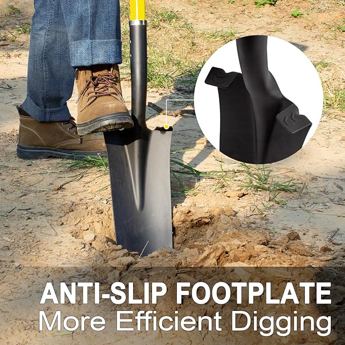 Shovel for Digging, Heavy Duty Shovel with Fiberglass Handle, 58 Inches