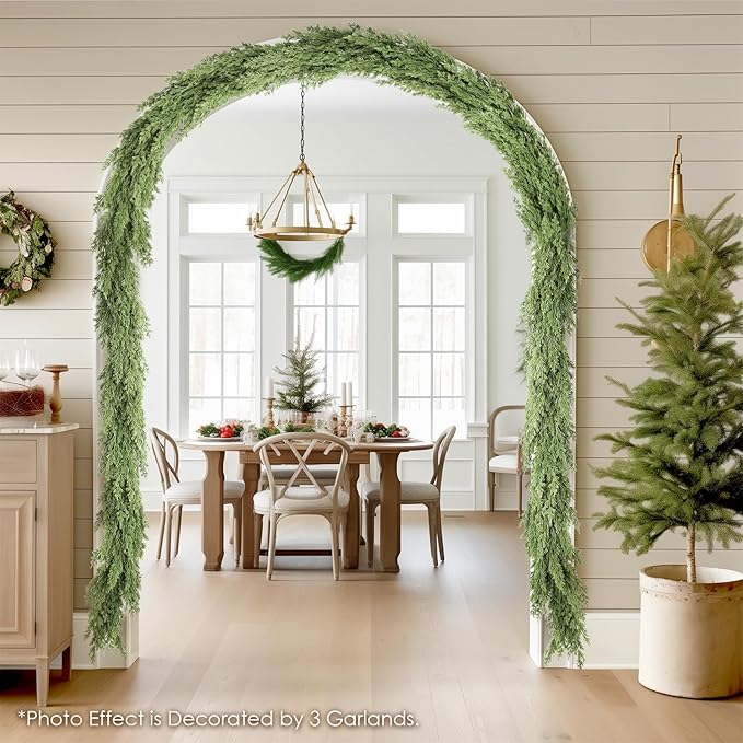 WBHome 2PCS Real Touch Pinus Garland for Christmas Holiday Seasonal Outdoor/Indoor Home Decor, 6FT Long