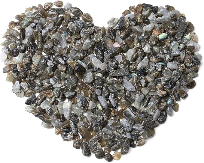 QINJIEJIE 0.9Lbs Labradorite Crystal Chips Vase Filler Crushed Rocks Aquarium Polished Gravel Decorative Plants Succulent Small Stones Terrarium Irregular Shaped Pebbles Fish Tank Bulk Sand