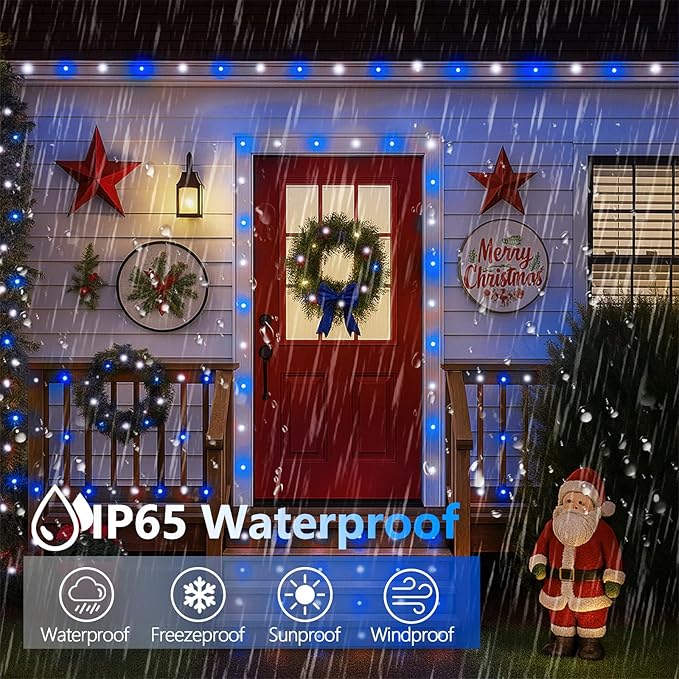 Extra-Long 144FT Solar String Lights for Outside, 2 Pack 400LED Solar Christmas Lights Outdoor, Waterproof Copper Wire with 8 Modes Twinkle Fairy Lights for Tree Party Christmas Decor (Blue and White)