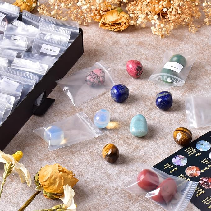 Polished Healing Crystal Stones Set – 36 Different Natural Gemstone Types, 2.5 lbs of 0.8" Tumbled Decorative Rocks for Chakra, Meditation, Reiki, Energy Work, Crafts, Gifts