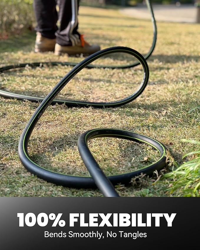 RAINPOINT Garden Hose 25ft x 5/8", Water Hose Heavy Duty, Flexible, Lightweight Durable Hybrid Hose with Swivel Handle for Yard, Car Wash, Pets, No Kink, Male to Female Fittings