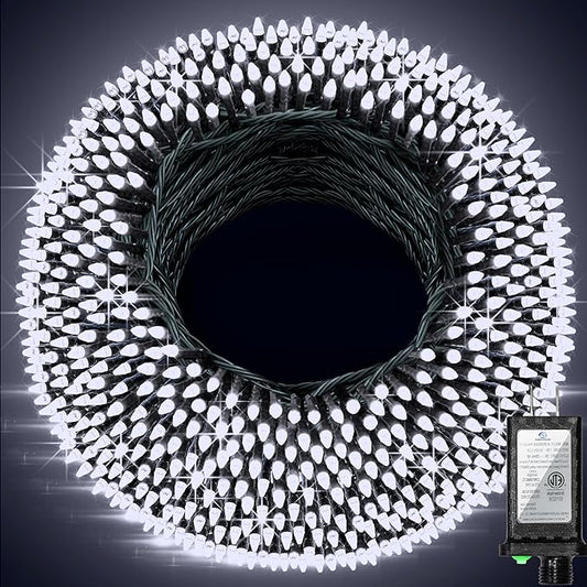 1500 LED 502ft Outdoor Christmas Lights Super Long String Lights 8 Modes Timer Memory, Outsite Waterproof Dark Green Wire Fairy Light Strings for Xmas Tree Wedding Holiday Party Decorations Cool White