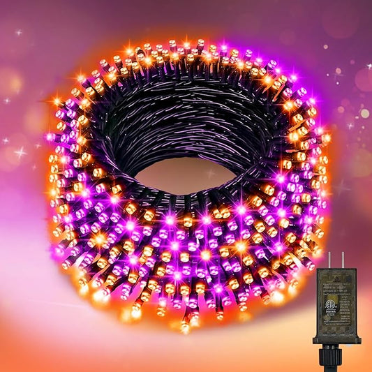 Nisocy 66FT LED String Lights Outdoor Waterproof – Purple Orange Fairy Lights with Plug, Connectable Christmas Tree Lights for Patio, Garden, Bedroom, Wedding, Party, Decor