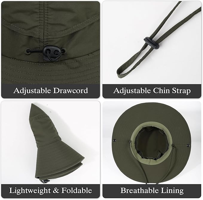 Wide Brim Sun Hats Waterproof Bucket Hat UV Protection Fishing Hat Summer Packable Fisherman Hat for Men and Women