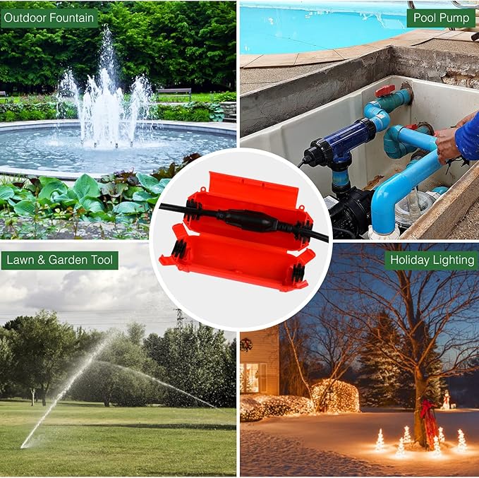 Flemoon [3 Pack] Outdoor Extension Cord Safety Cover with Waterproof Seal, Weatherproof Electrical Connection Box to Protect Outdoor Outlet, Plug, Socket, Christmas Holiday Decoration Light, Red