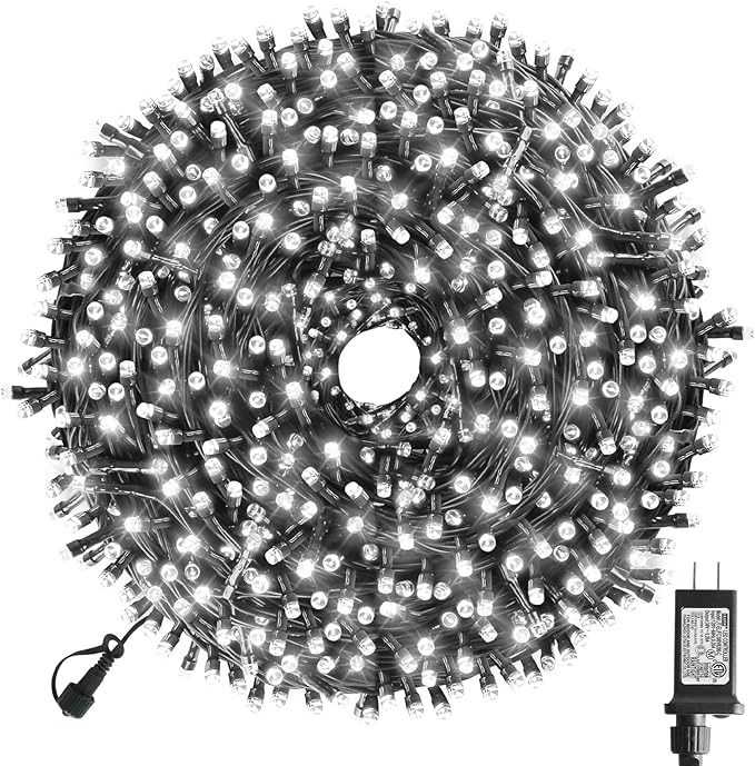 XTF2015 170FT 500 LED Christmas String Lights, Christmas Lights End-to-End Plug 8 Modes - UL Certified - Outdoor Indoor Fairy Lights for Christmas Tree, Garden, Party, Wedding, Holiday (Cool White)