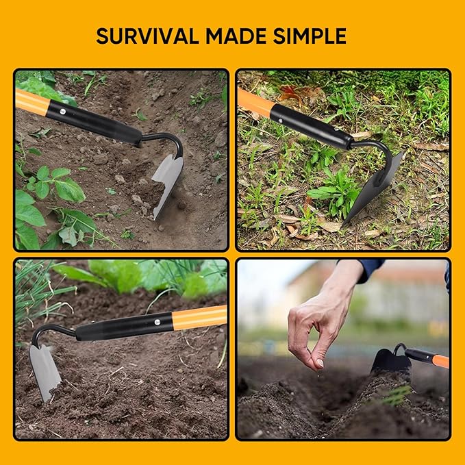Garden Hoe Tool .for Weeding with Long Fiberglass Handle 57 Inches，Heavy Duty Hoe Garden Tool,