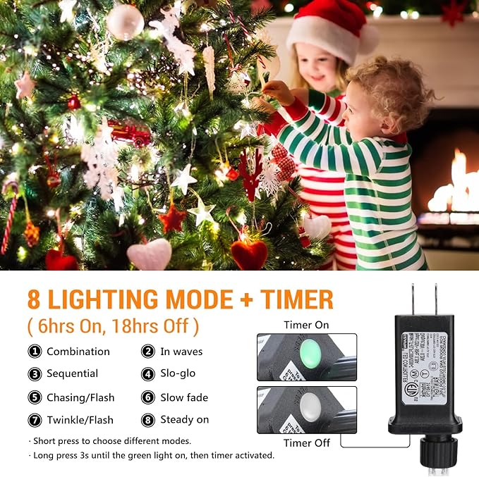 Toodour Christmas Lights Outdoor, 328ft 1000 LED String Lights, Timer, Waterproof 8 Modes Outdoor Christmas String Light - Twinkle Light for Tree Home Garden Yard Wedding Party Xmas Decor(White)