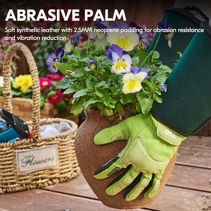 Vgo... Gardening Gloves Ladies,Safety Work Gloves,Long Sleeves Gauntlet,Puncture Proof,Touchscreen(Size M,Light green,SL7477)