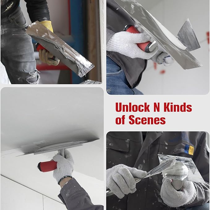 Fishark Stainless Steel Finishing Trowel 13.7"x4.1" – Professional Masonry Trowel with Ergonomic Grip for Drywall, Plastering, Wallboard