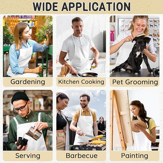 Chef Apron for Men and Women Wash Free Bib Apron with 2 Pockets Water & Oil Proof Adjustable Aprons