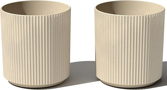 Veradek Demi Planter for Indoor/Outdoor Use | Made from Plastic & Concrete w/Drainage Holes | Modern Décor for Trees, Tall Plants, Flowers