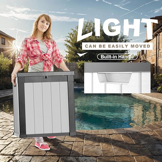 50 GallonOutdoor Storage Box,Resin Deck Boxes Waterproof, IndoorOutdoor Bin for Package Delivery, Patio Cushions, Gardening Tools, Lockable, UV Resistant