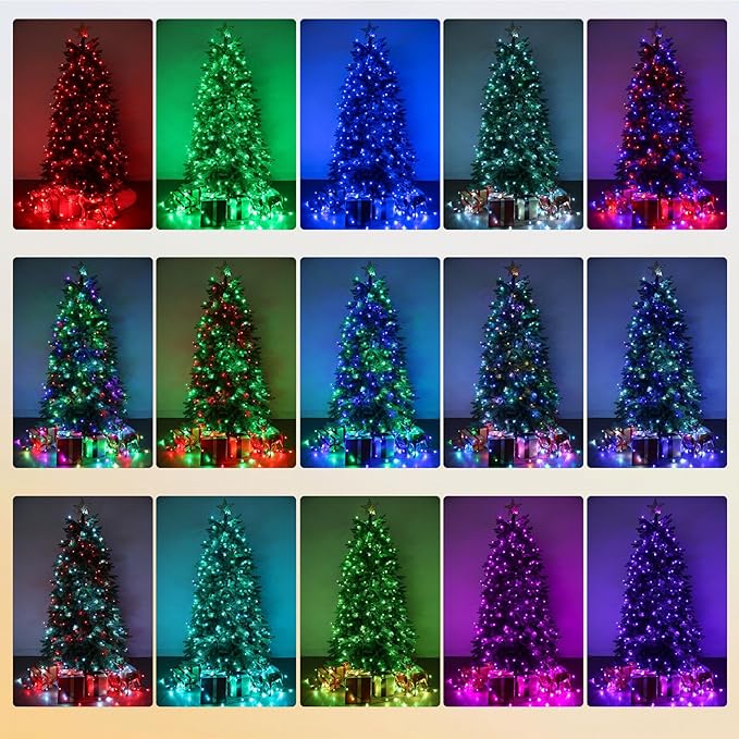 Joomer Christmas String Lights - 66FT 200LED RGB String Lights with Remote, Waterproof Outdoor Indoor with Timer Memory Function for Tree, Yard, Christmas Decor (Non-Connectable)