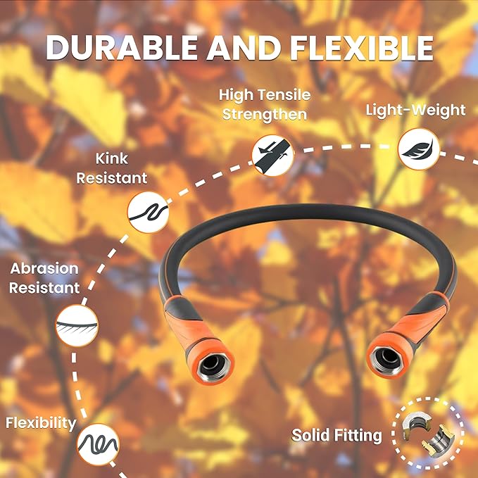 Giraffe Tools Garden Leader Hose 5ft x 5/8", Short Water Hose Heavy Duty, Flexible, Lightweight Hybrid Hose with Swivel Handle, Double Female Fittings, Burst 600 PSI