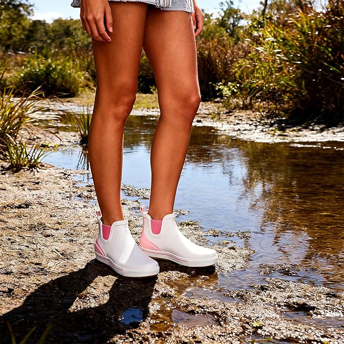 WTW Womens Rain Boots Deck Boots for Men - Lightweight Waterproof Rubber Fishing Rain Shoes with High Traction for Gardening Camping