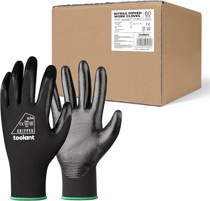 toolant Nitrile Coating Work Gloves for Men, Superior Oil Resistance, Safety Work Gloves with Grip, Touch Screen