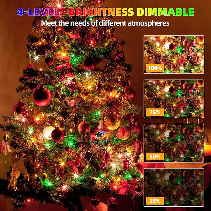 Chuya Christmas String Lights 500 Led Light Color Changing Warm White & Muticolor 11 Modes UL588 for Christmas Tree Lights Decoration Outdoor