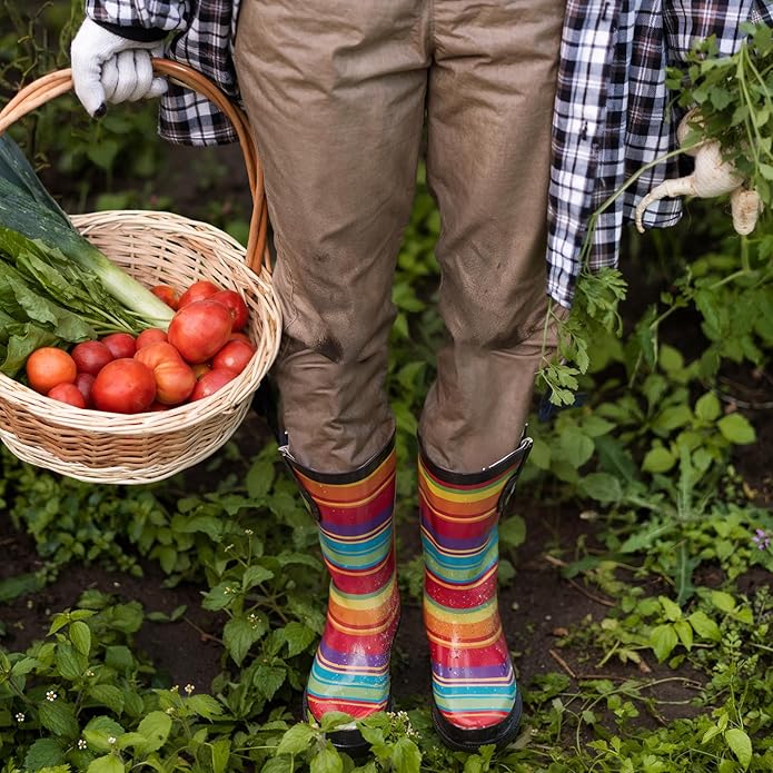 HISEA Rubber Rain Boots for Women Waterproof Garden Mud Boots