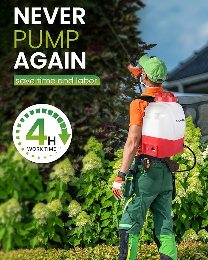 Battery Powered Backpack Sprayer 3.2 Gallon, CENCANON 100 PSI Electric Graden Sprayer Works with 12V Battery, Weed Yard Sprayer with Telescopic Wand, 6 Nozzles, 4 Ah Battery & Charger Included