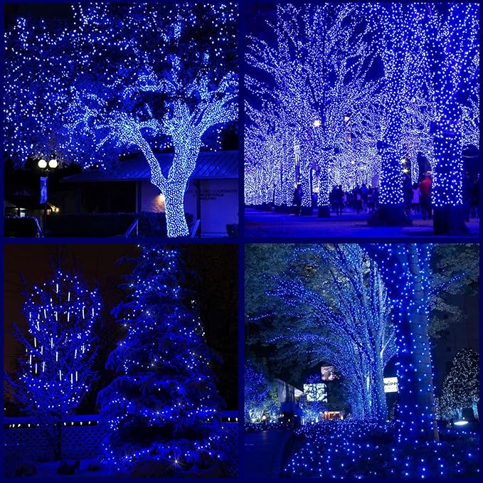 YULETIME Blue Wide Angle LED Christmas Lights 200 Count 50 ft, Pack of 2 Strands 25 ft 100 Lights UL Certified Commercial Grade String Light Set (Blue)