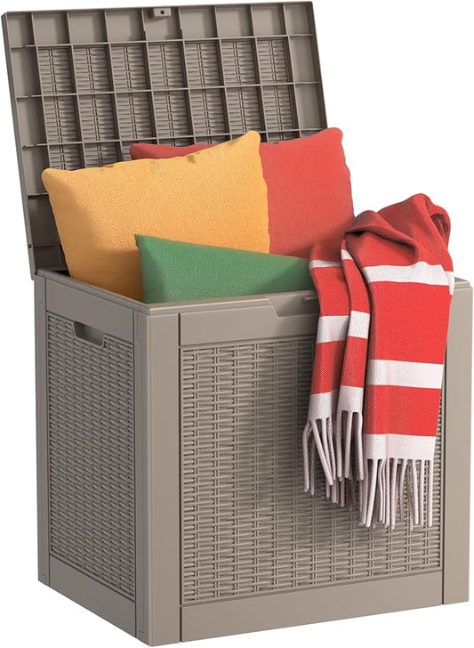 30 Gallon Waterproof Resin Deck Box, UV Resistant Outdoor Storage for Garden, Patio, Porch, Delivery, Grey