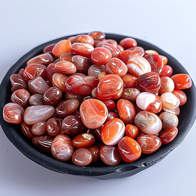 Polished Carnelian Crystal Stone Set - 72 Pcs, 0.5" 10 oz Handpicked Tumbled Gemstones Rocks Quartz, Pebbles for Reiki, Chakra, Healing, Home Decor, 0.5" - 10 oz Mahogany Obsidian