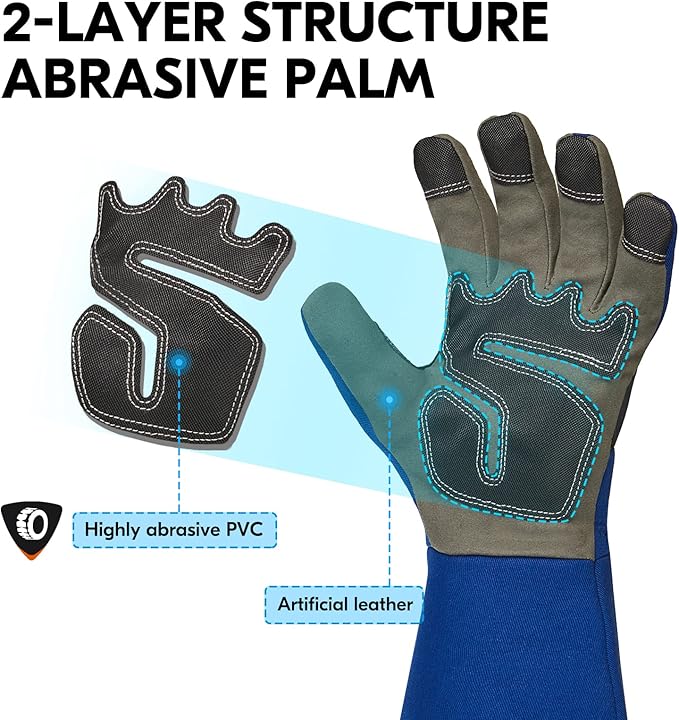 Vgo... Safety Work Gloves Men,Gardening,Long Sleeves Gauntlet,Puncture Proof,Touchscreen(1 Pair,Size XL,Blue,AL6608-ML)