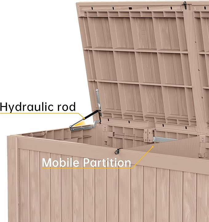 DRATO 180 Gallon Deck Box, Waterproof Resin Large Outdoor Storgae Box for Patio Furniture, Patio Cushions, Gardening Tools, Pool Supplies, Lockable