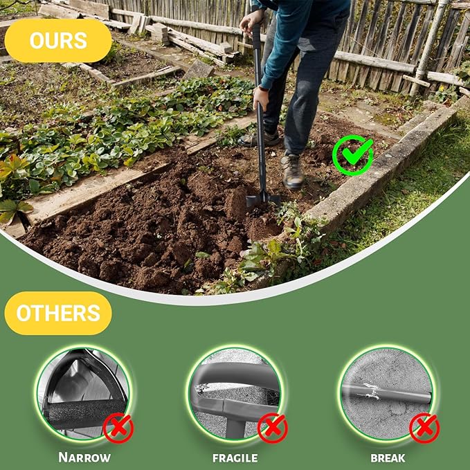 Small Shovels for Digging, Garden Spade Shovel Beach Shovels with 43.3in Handle,Heavy Duty Portable Metal Shovel for Gardening Camping Trenching Digging Landscaping,Off-Road Use, Black