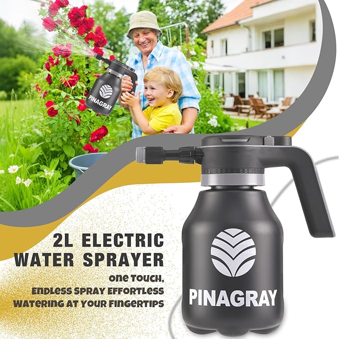 2L/0.5Gallon Electric Water Sprayer - Rechargeable Battery Powered Mister for Plants, Weeds, Cleaning & pet Cooling, Handheld Sprayer with Nozzle and Extension Wand