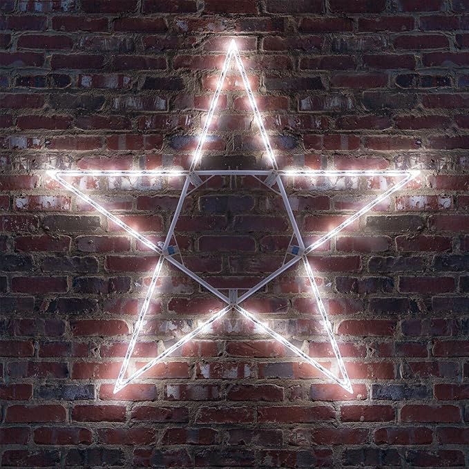 Kringle Traditions 48-Light LED Outdoor Star Decor, Folding Cool White Christmas Star