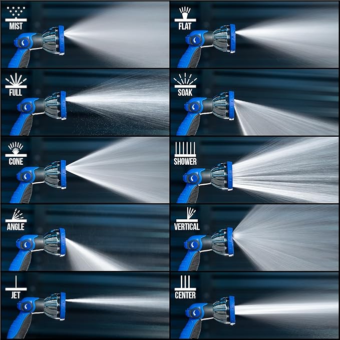 VIKING Hose Nozzle, Garden Hose Nozzle with 10 Spray Patterns, Adjustable Heavy Duty Thumb Control for Washing Car, Watering Plants, Washing Pets, and Home Use